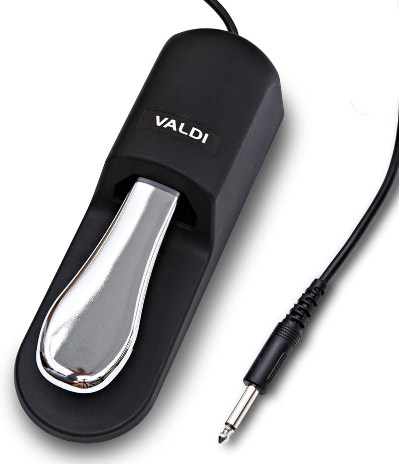VALDI BP-3 Sustain Pedal - Universal Pedal for Keyboard Piano, Digital Pianos, MIDI Keyboards & Synths - Conversion Switch for All Brands - 1/4'' Jack, Anti-Slip Design, Extended Cable (BLACK) - Image 1